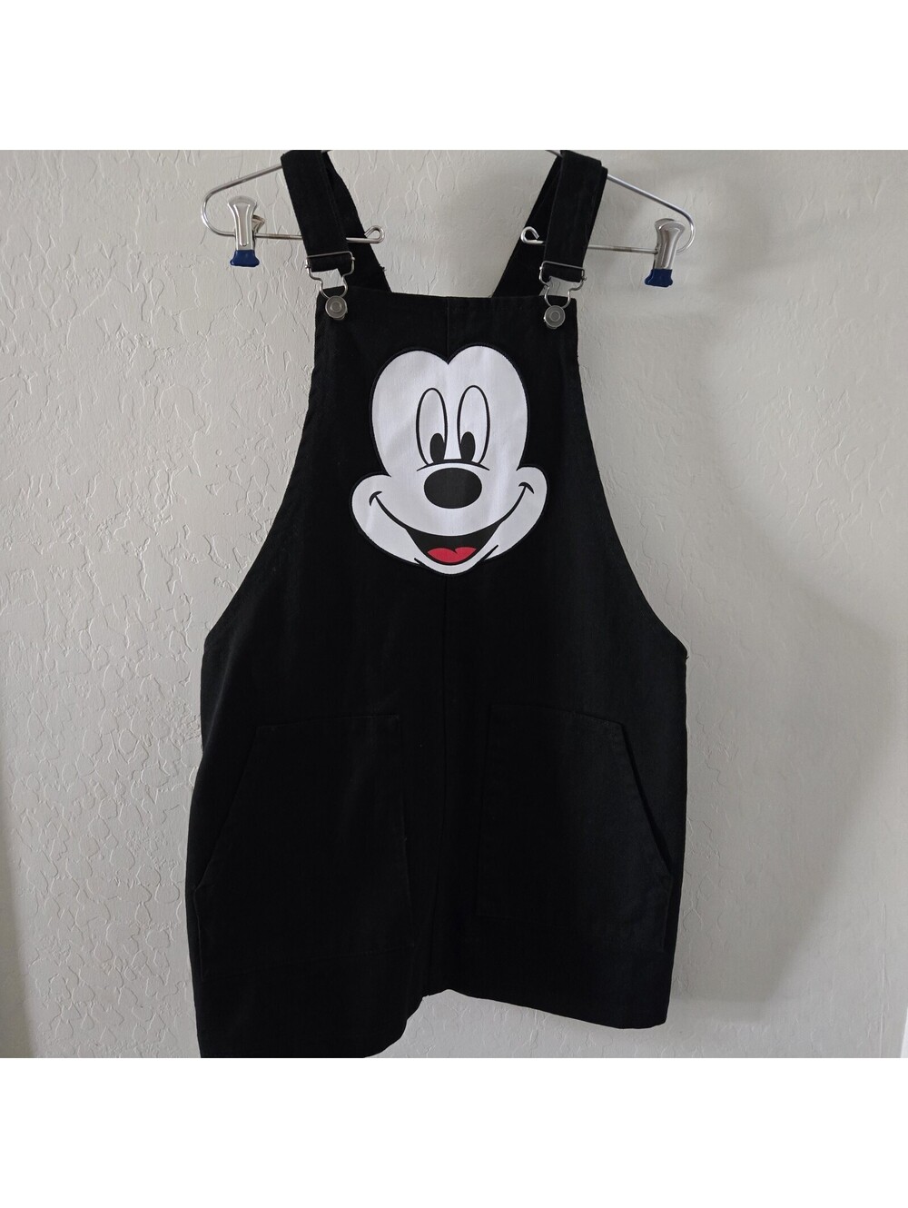 Forever21 x Disney Women's Mickey Mouse Black Denim Overall Jumper Dress Medium